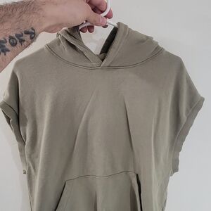 Zara Mens Khaki Green Hooded Vest Sleeveless